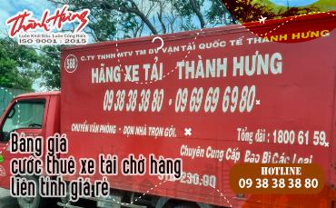 Bảng giá cước thuê xe tải chở hàng liên tỉnh giá rẻ